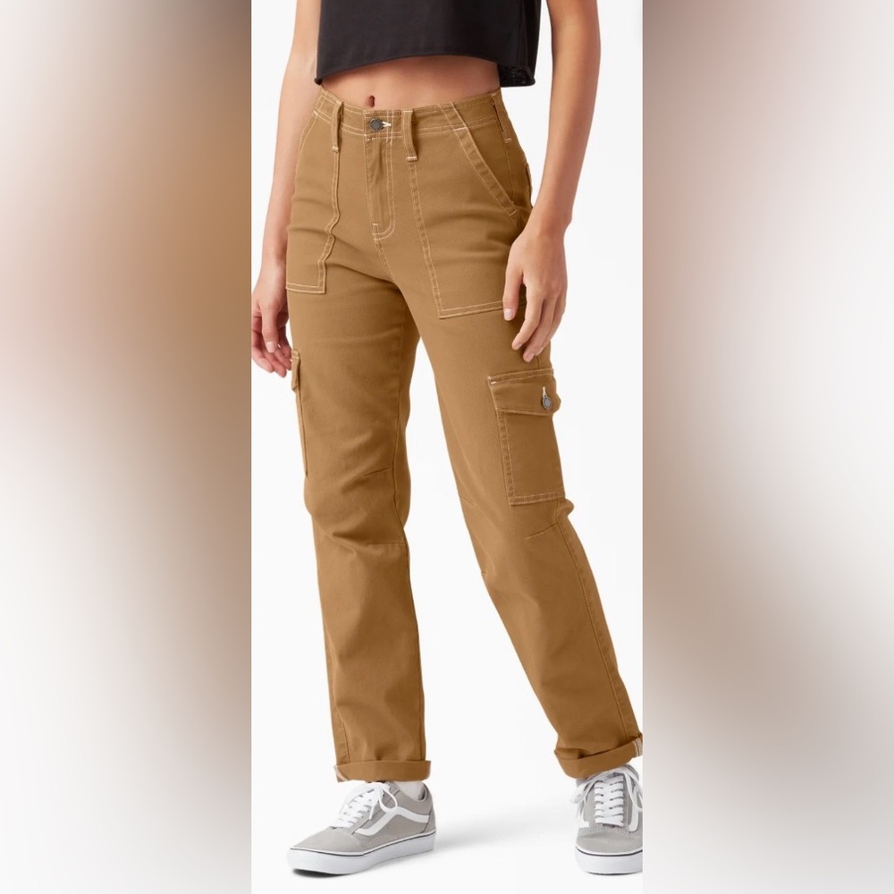 Dickies | Women's Skinny Fit Cuffed Cargo Pants Tan